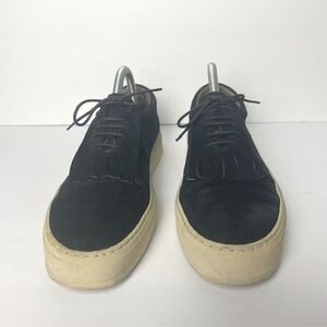 Jil‎ Sander Navy Suede Lace-Up Fringe Platform Sneakers Size 41 Made in Italy